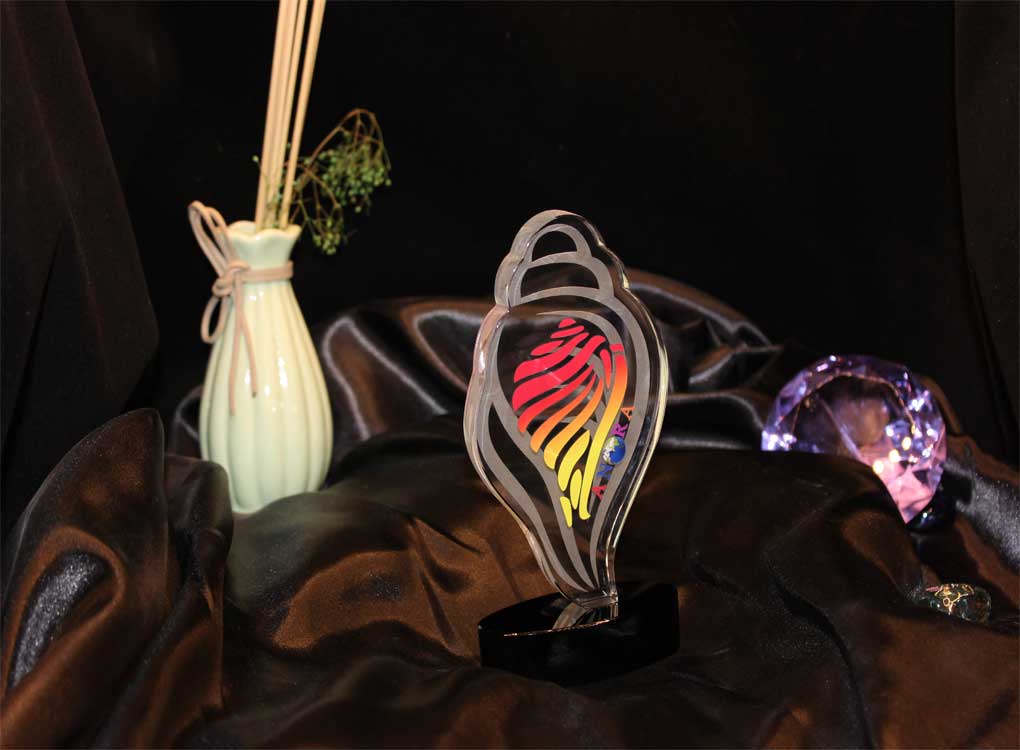 Crystal Trophy with jet black crystal base